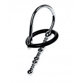 Серебристый уретральный плаг-бусины TOYFA Metal с мягким фиксириющим кольцом - ToyFa - купить с доставкой в Уфе