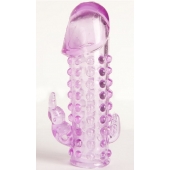 Закрытая фиолетовая насадка с 2 отростками - 13 см. - Toyfa Basic - в Уфе купить с доставкой