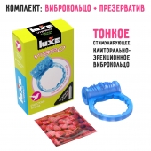 Голубое эрекционное виброкольцо Luxe VIBRO  Райская птица  + презерватив - Luxe - в Уфе купить с доставкой