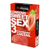 Презервативы для орального секса DOMINO Sweet Sex с ароматом клубничного коктейля  - 3 шт. - Domino - купить с доставкой в Уфе