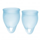 Набор голубых менструальных чаш Feel confident Menstrual Cup - Satisfyer - купить с доставкой в Уфе