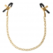 Чёрные с золотом зажимы на соски Gold Chain Nipple Clamps - Pipedream - купить с доставкой в Уфе