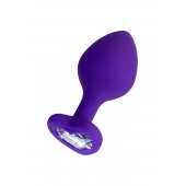 Фиолетовая анальная втулка Diamond Heart с прозрачным кристаллом - 8 см. - ToyFa - купить с доставкой в Уфе