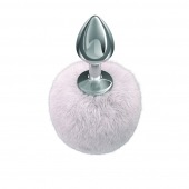 Серебристая анальная пробка с белым пушистым хвостиком Twinkle - Lola Games - купить с доставкой в Уфе