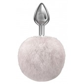 Серебристая анальная пробка с белым пушистым хвостиком Twinkle - Lola Games - купить с доставкой в Уфе