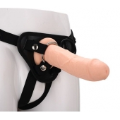 Черные трусики с телесной насадкой STRAP ON REAL DILDO - 21 см. - Dream Toys - купить с доставкой в Уфе