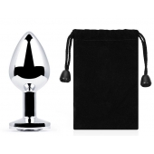 Серебристая анальная пробка с прозрачным стразом - 7,2 см. - Anal Jewelry Plug - купить с доставкой в Уфе