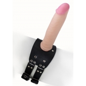 Черный узкий пояс на бедро с телесной насадкой - LOVETOY (А-Полимер) - купить с доставкой в Уфе