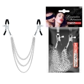 Оригинальные зажимы на соски с тройной цепочкой - Notabu - купить с доставкой в Уфе