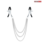 Оригинальные зажимы на соски с тройной цепочкой - Notabu - купить с доставкой в Уфе