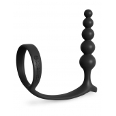 Черная анальная цепочка с эрекционным кольцом Ass-gasm Cockring Anal Beads - Pipedream - в Уфе купить с доставкой