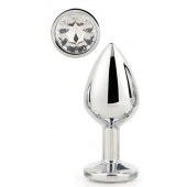 Серебристая анальная втулка с прозрачным кристаллом - 7,1 см. - Dream Toys - купить с доставкой в Уфе