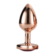 Золотистая анальная втулка с кристаллом-сердечком розового цвета - 7,1 см. - Dream Toys - купить с доставкой в Уфе