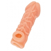 Телесная закрытая насадка с венками Cock Sleeve Size S - 13,8 см. - KOKOS - в Уфе купить с доставкой