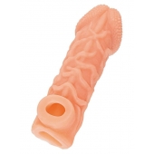 Телесная закрытая насадка с венками Cock Sleeve Size M - 15,6 см. - KOKOS - в Уфе купить с доставкой