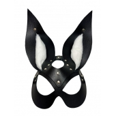 Черная маска зайки с белым мехом на ушках Miss Bunny - БДСМ Арсенал - купить с доставкой в Уфе