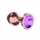 Пробка цвета розового золота с фиолетовым кристаллом Diamond Amethyst Shine S - 7,2 см. - Lola Games - купить с доставкой в Уфе