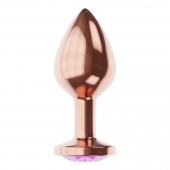 Пробка цвета розового золота с фиолетовым кристаллом Diamond Amethyst Shine S - 7,2 см. - Lola Games - купить с доставкой в Уфе