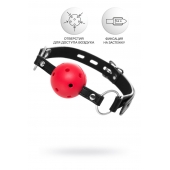 Красный кляп-шар на черных ремешках - ToyFa - купить с доставкой в Уфе