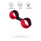 Красно-черные велюровые наручники Anonymo - ToyFa - купить с доставкой в Уфе