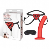 Красный поясной фаллоимитатор Red Heart Strap on Harness   5in Dildo Set - 12,25 см. - Lux Fetish - купить с доставкой в Уфе