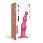 Розовая насадка Strap-On-Me Dildo Plug Beads size L - Strap-on-me - купить с доставкой в Уфе
