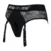 Черные трусики для насадок Diva Lingerie Harness - size S - Strap-on-me - купить с доставкой в Уфе