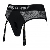 Черные трусики для насадок Diva Lingerie Harness - size L - Strap-on-me - купить с доставкой в Уфе