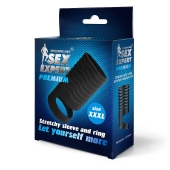 Черная открытая насадка на пенис с кольцом для мошонки XXXL-size - 9,9 см. - Sex Expert - в Уфе купить с доставкой