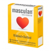 Презервативы с колечками и пупырышками Masculan Ribbed+Dotted - 3 шт. - Masculan - купить с доставкой в Уфе