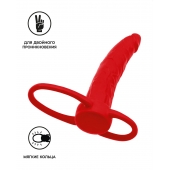 Красная насадка на пенис для двойного проникновения Black Red - 16,5 см. - ToyFa - купить с доставкой в Уфе