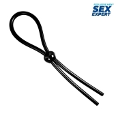 Черное силиконовое лассо с шариком для утяжки - Sex Expert - в Уфе купить с доставкой