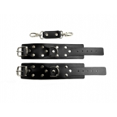 Черные кожаные наручники Sex Game - БДСМ Арсенал - купить с доставкой в Уфе