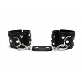 Черные кожаные наручники Sex Game - БДСМ Арсенал - купить с доставкой в Уфе