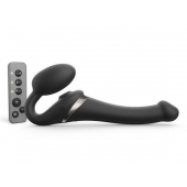 Черный безремневой страпон Multi Orgasm Size S с клиторальной стимуляцией - Strap-on-me - купить с доставкой в Уфе