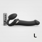 Черный безремневой страпон Multi Orgasm Size L с клиторальной стимуляцией - Strap-on-me - купить с доставкой в Уфе