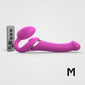 Ярко-розовый безремневой страпон Multi Orgasm Size M с клиторальной стимуляцией - Strap-on-me - купить с доставкой в Уфе