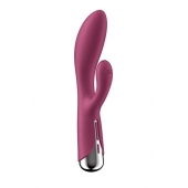 Малиновый вибратор-кролик Spinning Rabbit 1 с ротацией - 20 см. - Satisfyer купить в Уфе с доставкой в Orgasmix.ru Малиновый вибратор-кролик Spinning Rabbit 1 с ротацией - 20 см. - Satisfyer