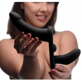 Черный вибрострапон Double Take 10X Double Penetration Vibrating Strap-on Harness - XR Brands - купить с доставкой в Уфе