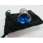 Анальное украшение BUTT PLUG  Small с синим кристаллом - 7 см. - Anal Jewelry Plug - купить с доставкой в Уфе Анальное украшение BUTT PLUG  Small с синим кристаллом - 7 см. - Anal Jewelry Plug - купить с доставкой в Уфе