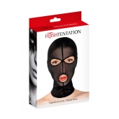 Черная сетчатая маска на голову с отверстиями для глаз и рта - Fetish Tentation - купить с доставкой в Уфе