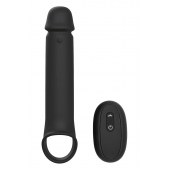 Черная насадка-удлинитель с вибрацией Vibrating Extender With Remote - Dream Toys - в Уфе купить с доставкой