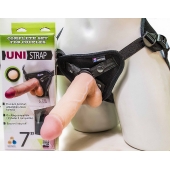 Страпон-унисекс с двумя насадками UNI strap 7  Harness - 19 и 16 см. - LOVETOY (А-Полимер) - купить с доставкой в Уфе