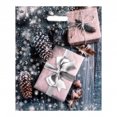 Новогодний пакет с принтом в виде подарков и вырубной ручкой (45х38 см) - Сима-Ленд - купить с доставкой в Уфе