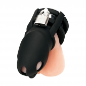 Черная клетка для пениса Silicone Small 2 in Cock Cage With Ball Divider - BlueLine - купить с доставкой в Уфе