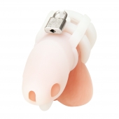 Белая клетка для пениса Silicone Small 2 in Cock Cage With Ball Divider - BlueLine - купить с доставкой в Уфе