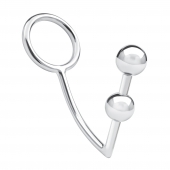 Кольцо на пенис с анальным стимулятором Two Bead Stainless Steel Anal Hook   Cock Ring - BlueLine - в Уфе купить с доставкой