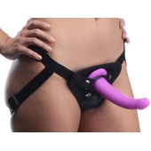 Лиловый поясной страпон Navigator Silicone G-Spot Dildo with Harness - 17,8 см. - XR Brands - купить с доставкой в Уфе