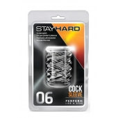 Прозрачная насадка с объёмными чёрточками STAY HARD COCK SLEEVE 06 CLEAR - Blush Novelties - в Уфе купить с доставкой