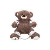 Бондажный набор: бурый мишка с белыми оковами и наручниками - Pecado - купить с доставкой в Уфе